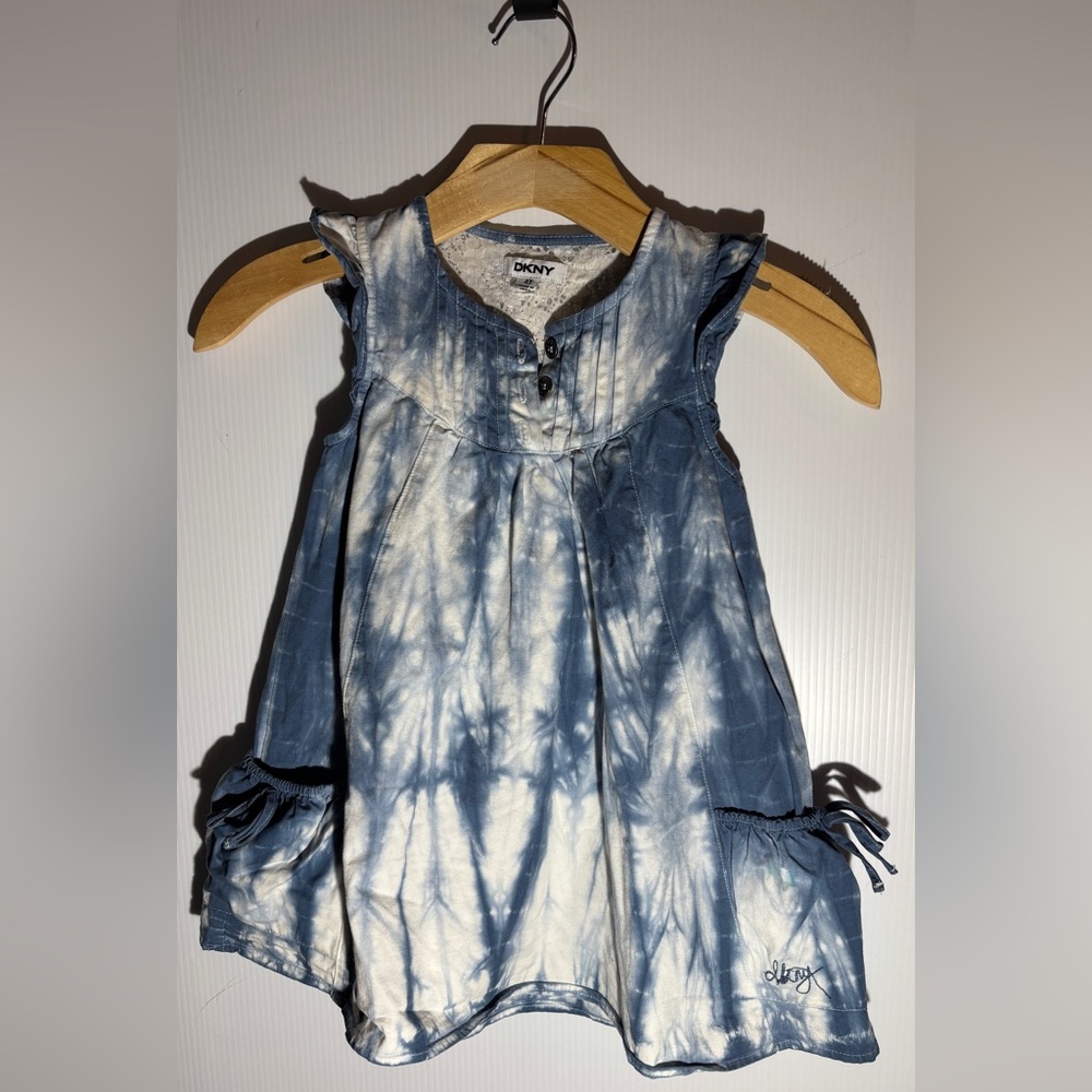 DKNY Blue and White Tie-Dye Dress size 4T